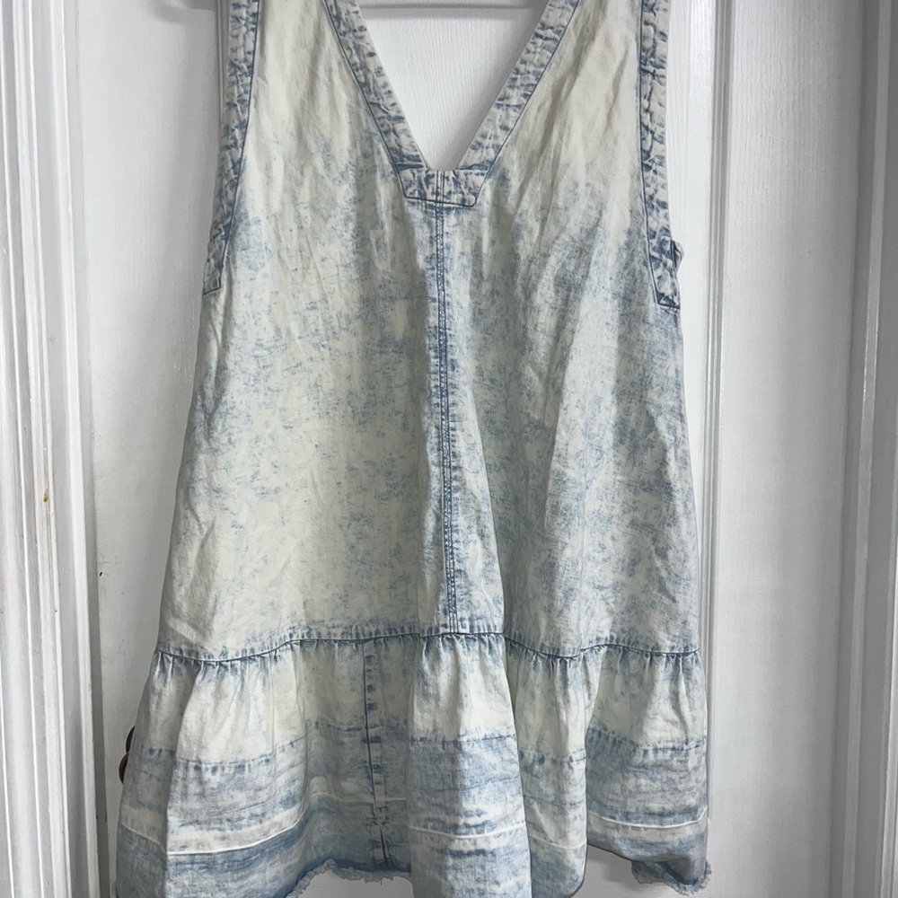 Free People Sky Blue Denim V-Neck Dress - Picture 3 of 7